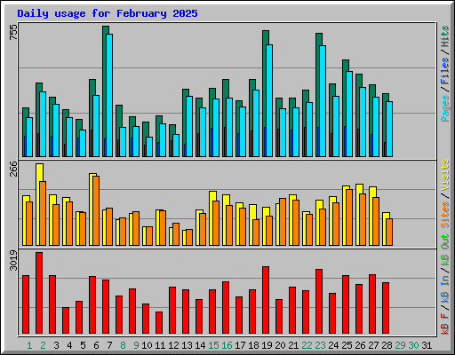 Daily usage for February 2025